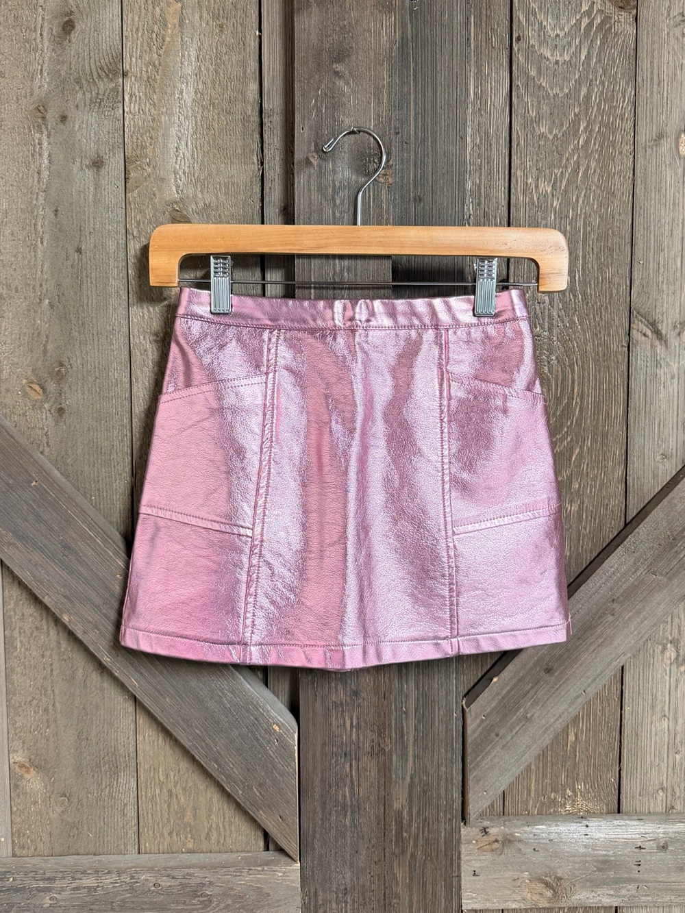 art class Shimmering Pink Metallic Mini Skirt